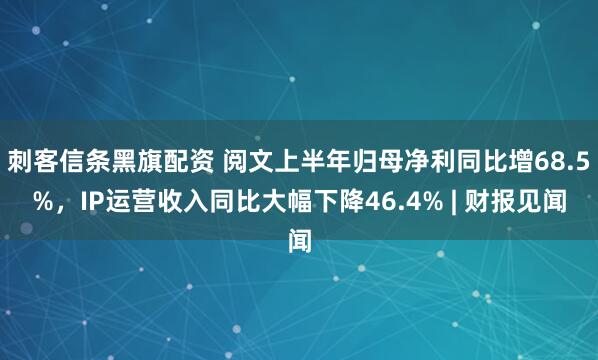 刺客信条黑旗配资 阅文上半年归母净利同比增68.5%，IP运营收入同比大幅下降46.4% | 财报见闻